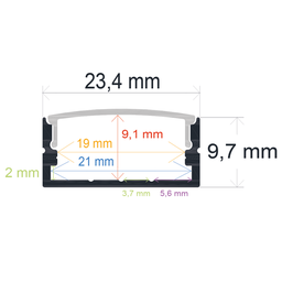 [162310] Perfil LED de superficie de 23,4 mm x 9,7 mm