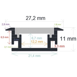 [162711] Perfil LED empotrable en el suelo de exteriores de 27,2 mm x 11 mm 