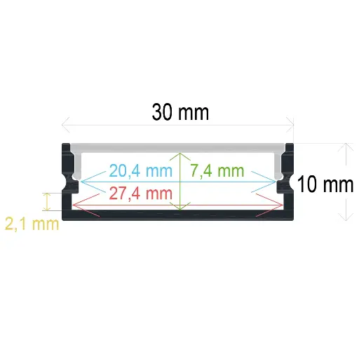 [163011] Perfil LED de superficie de 30 mm x 10 mm