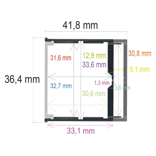 [163541] Profilé LED en saillie avec option suspendue, 36,4 mm x 41,8 mm