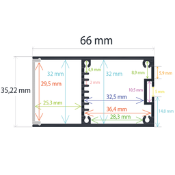 [163566] Perfil LED colgable de 35,22 mm x 66 mm