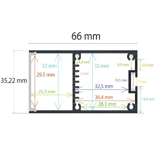 [163566] Hängendes LED-Profil, 35,22 mm x 66 mm