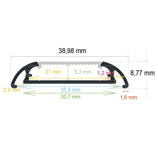 [163909] Profilé LED en surface (38,98 mm x 8,77 mm)