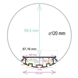 [164120] Perfil LED cilíndrico extra grande de ø 120 mm