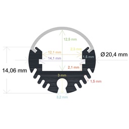 [16420] Perfil LED cilíndrico de ø 20,4 mm