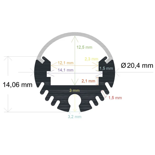 [16420] Zylindrisches LED-Profil mit Ø 20,4 mm