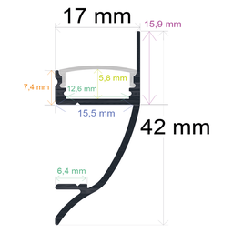 [164213] Perfil LED de pared de 42 mm x 17 mm