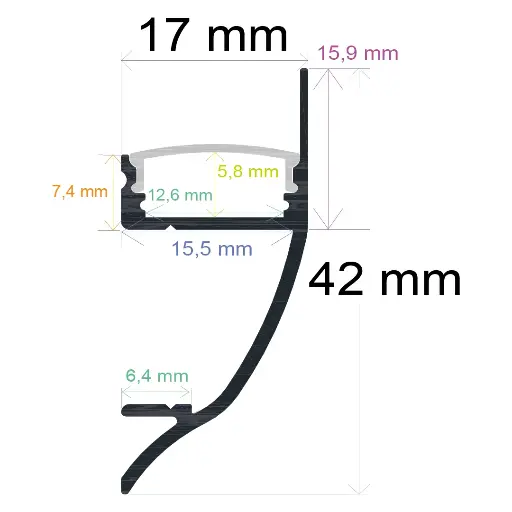 [164213] Wall-mounted LED profile 42 mm x 17 mm