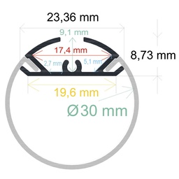 [16430] Perfil LED cilíndrico de ø 30 mm