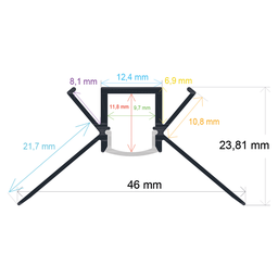 [164624] Perfil LED para empotrar en una esquina de 46 mm x 23,81 mm