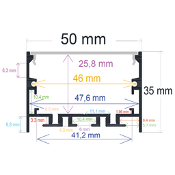 [165034] Perfil LED de superficie con opción colgante de 50 mm x 35 mm