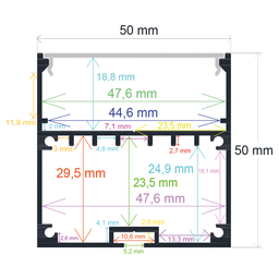 [165050] Perfil LED colgable de 50 mm x 50 mm