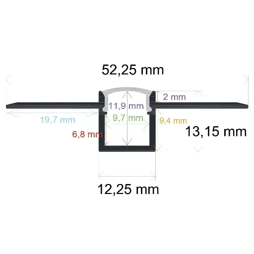 [165213] Profilé LED à encastrer, 52,25 mm x 13,15 mm