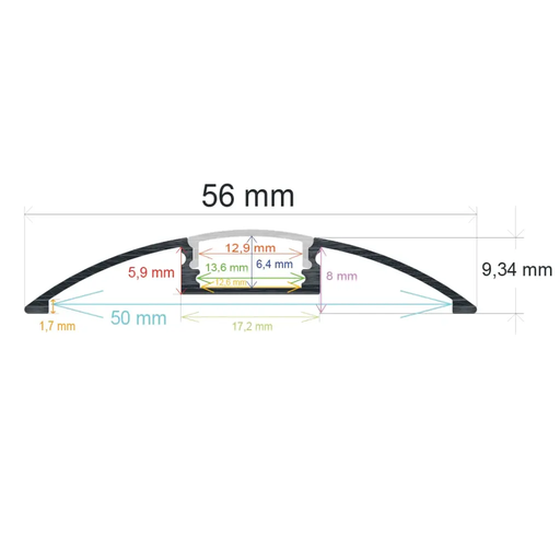 [165611] Surface LED profile, 56 mm x 9.34 mm