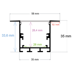 [165635] Perfil LED para empotrar o colgar de 56 mm x 35 mm