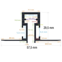 [165830] Perfil LED empotrable de 57,5 mm x 29,5 mm x 1 metro