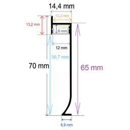 [167014] Perfil LED para rodapiés de 70 mm x 14,4 mm