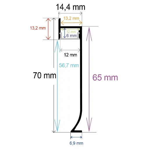 [167014] LED-Profil für Sockelleisten 70 mm x 14,4 mm