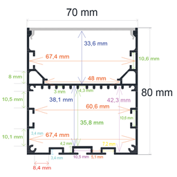 [167080] Perfil LED colgante de 70 mm x 80 mm