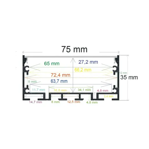 [167532] Hängendes LED-Profil, 75 mm x 35 mm