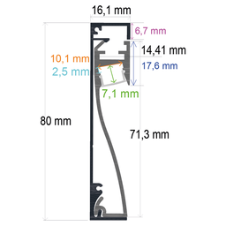 [168016] Perfil LED para rodapié o pared de 80 mm x 16,1 mm 
