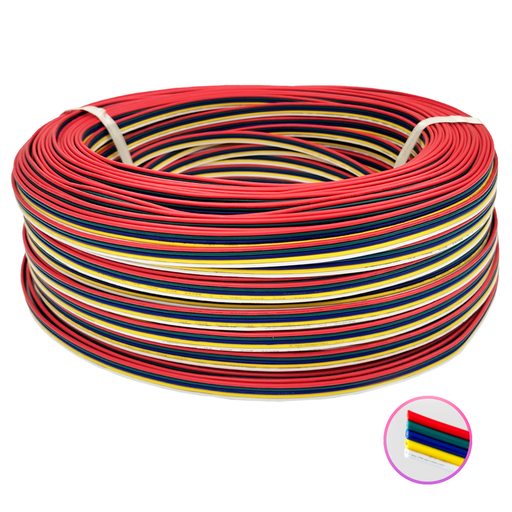 [241255] ﻿Cable DC de 5 hilos para tiras LED de 5 colores en rollo de 100 metros﻿