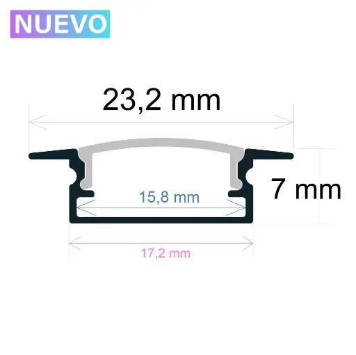 [162407] Profilo LED da incasso, 23 mm x 14,5 mm