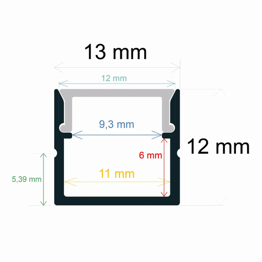 [161311] Profilo da superficie 13 mm x 12 mm