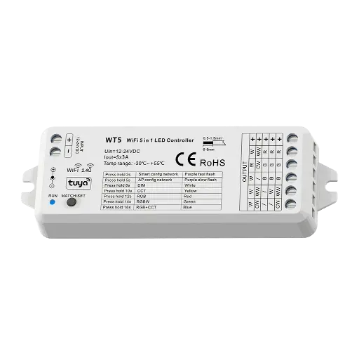 [201236] Controlador Wifi & RF 5 en 1 para tira monocolor, bicolor, RGB, RGBW y RGB+CCT. CWUD (SMARTPHONE Y ALEXA)